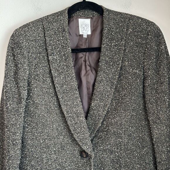 Joan & David Women Virgin Wool blend Tweed Blazer - Black and tan size 42/8 EUC - Picture 2 of 11